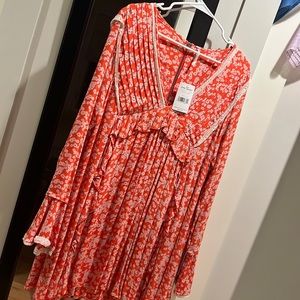 NWT Free People Long Sleeve Bohemian, Cottage-Chic Dress